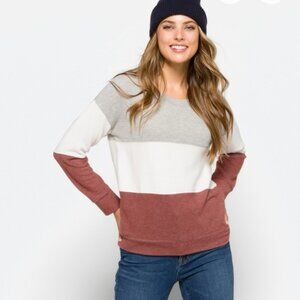 Nine Britton Dalia Brushed Colorblock Knit Sweatshirt, Size Medium